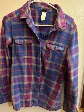 Patagonia Purple and Blue Plaid Button-Down Shirt